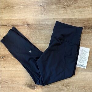 NWT! Lululemon Wunder Train HR Tight 25” *Pockets Size 12 Navy Blue